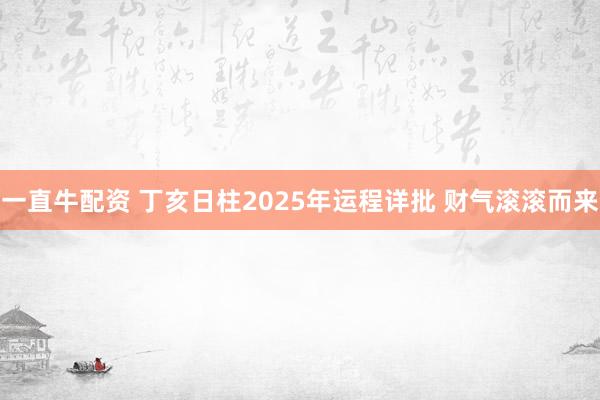 一直牛配资 丁亥日柱2025年运程详批 财气滚滚而来