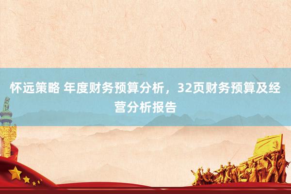 怀远策略 年度财务预算分析，32页财务预算及经营分析报告